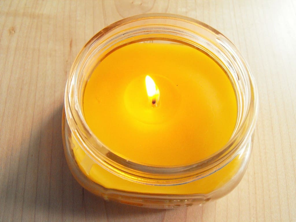 lit homemade candle