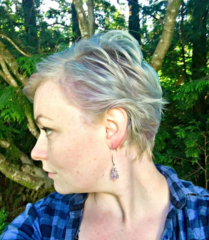 profile shot of girl with blue purple green hair