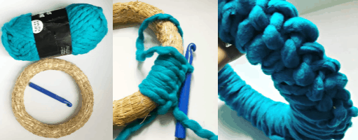 steps to make chunky yarn wreath