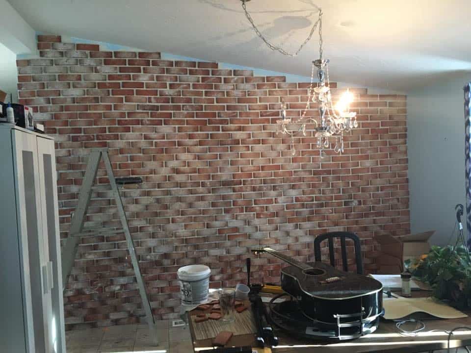 brick accent wall almost complete