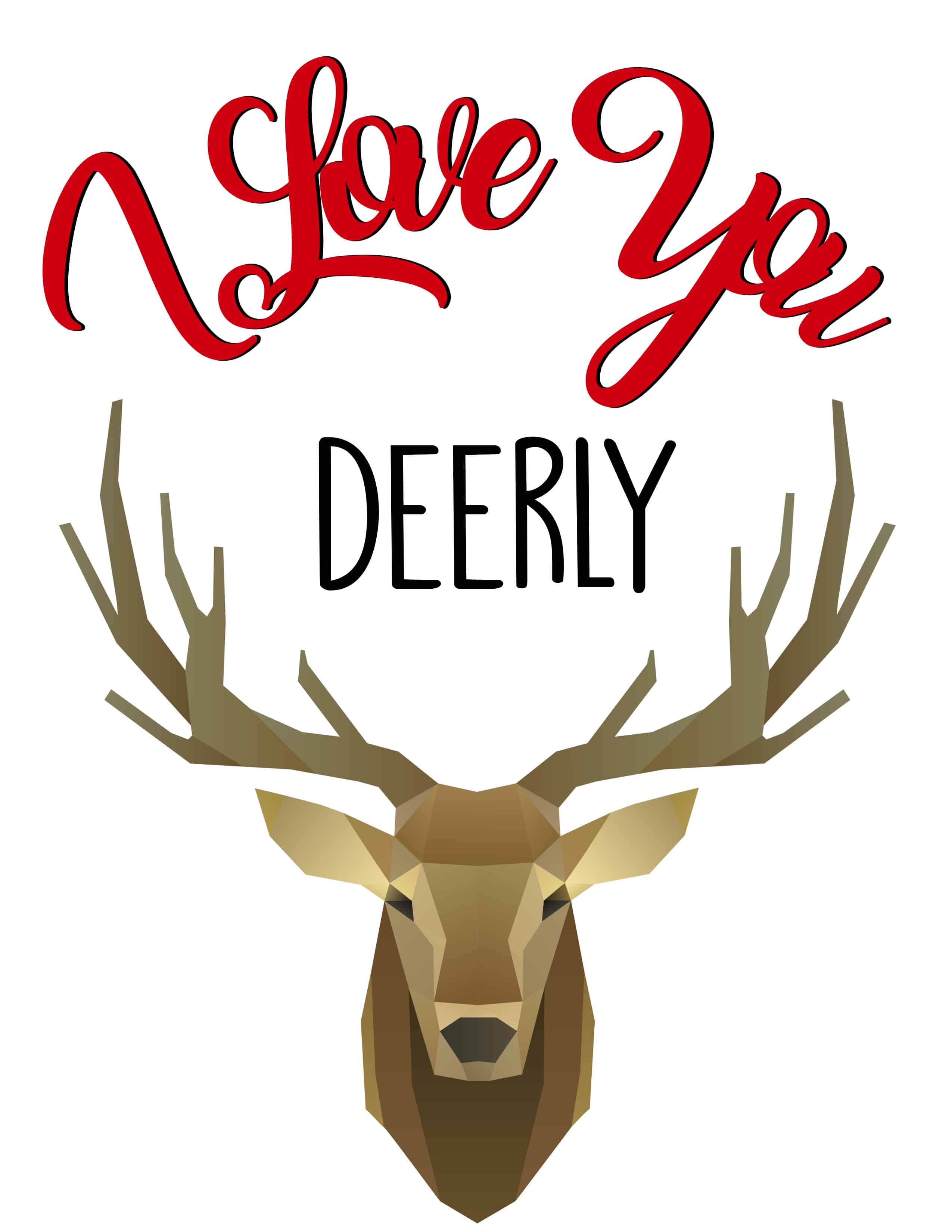 I love you deerly valentine's day printable