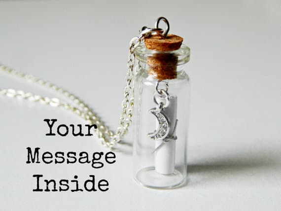 Message in a bottle necklace for sister maid of honor gift