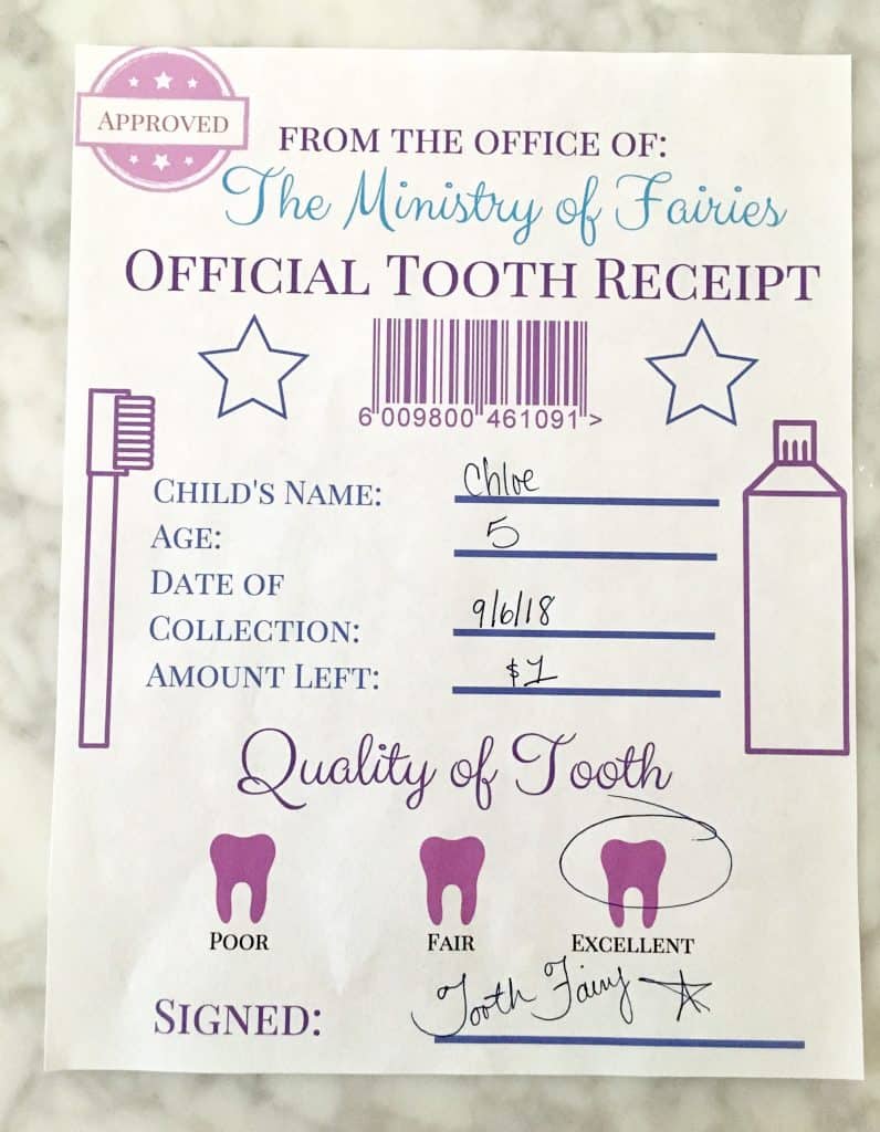 Tooth Fairy Receipt and Letter Printables Crafty Little Gnome