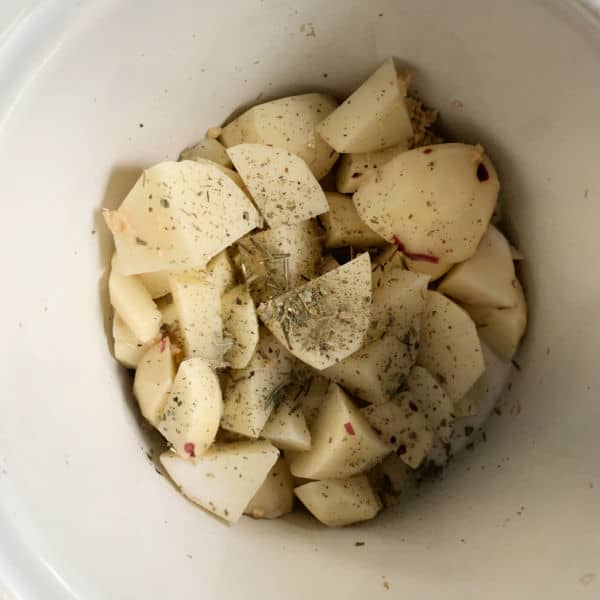 garlic mashed potatoes in the crock pot cooking
