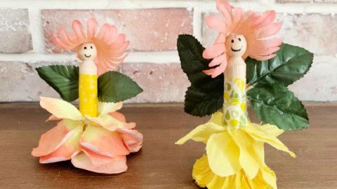 finished clothes pin fairy on table top