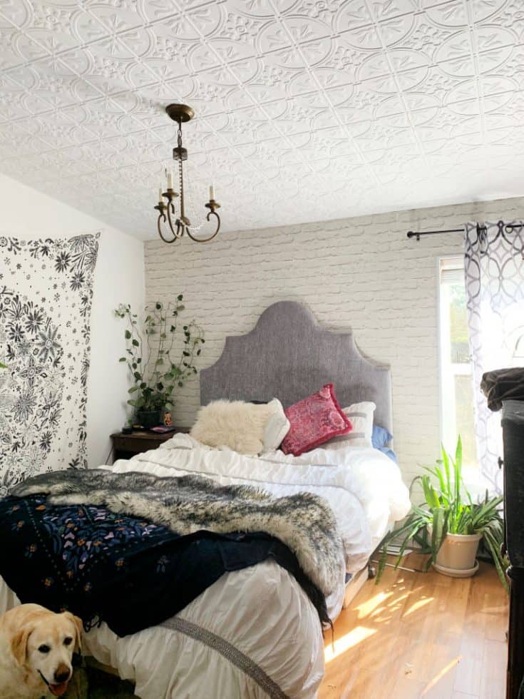 showing ceiling tile installed on bedroom ceiling