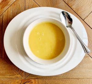 bowl of honey mustard on white platter