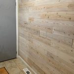 wood plank wall in bathroom