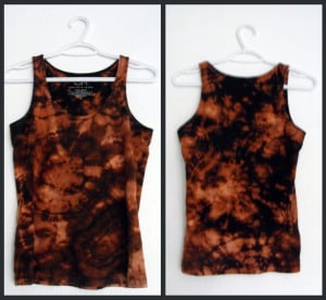 Black t shirt reverse tie dyed with bleach