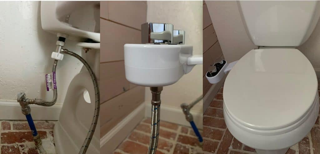 Hoses attached to bidet system
