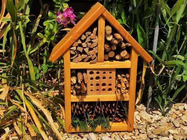 À fixer Small Insect Hotel Nid-hôtel en bois pour insectes/abeilles/coccinelles Heritage Toit vert 
