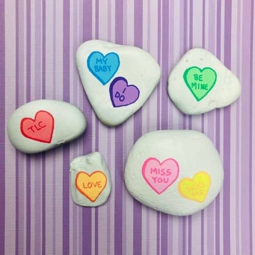 rocks with colorful hearts on them