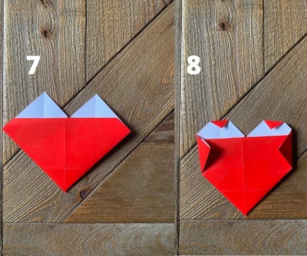 steps 7 and 8 for easy origami heart