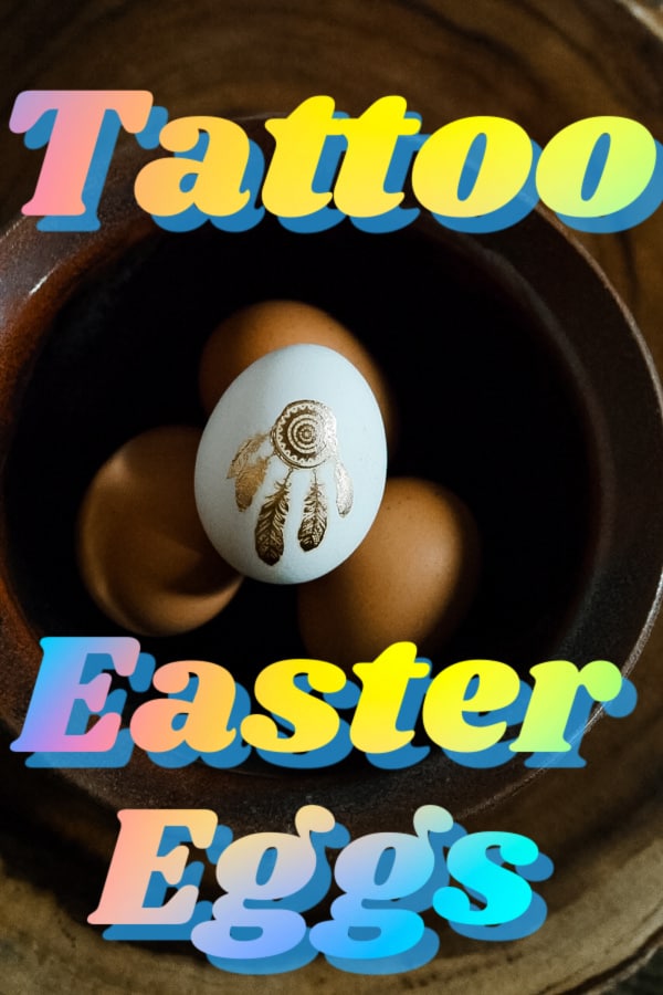 Tattoo Easter eggs pin image.