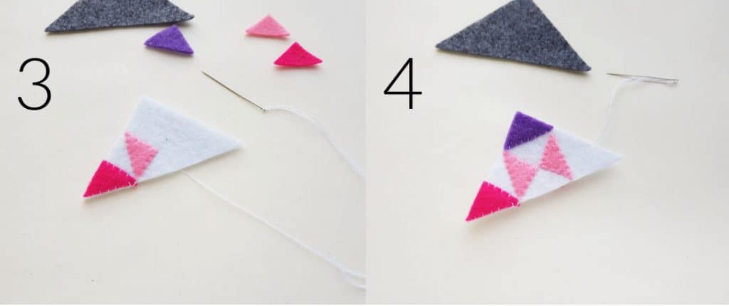 Steps 3 and 4 for making a bookmark. 