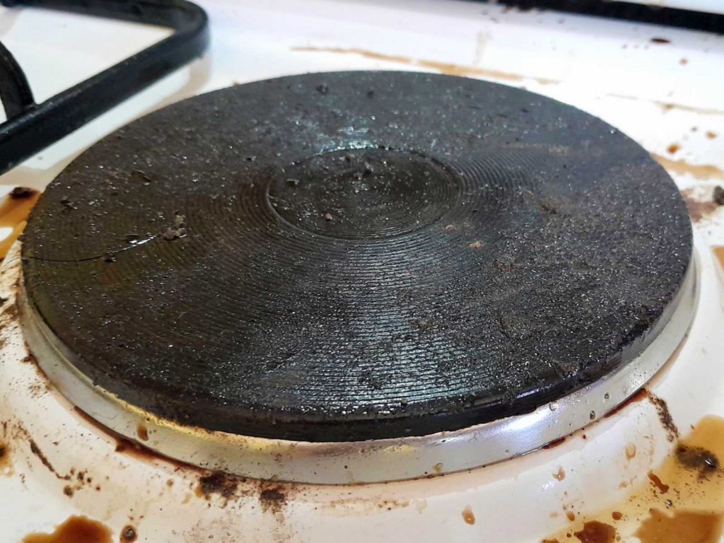 Before image for the process of cleaning electric stove.