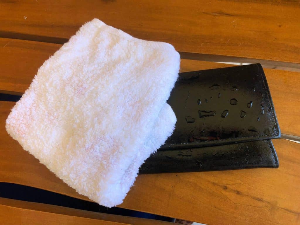 Step two on how to clean leather wallet.