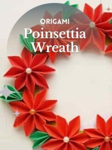 Origami Poinsettia Wreath.