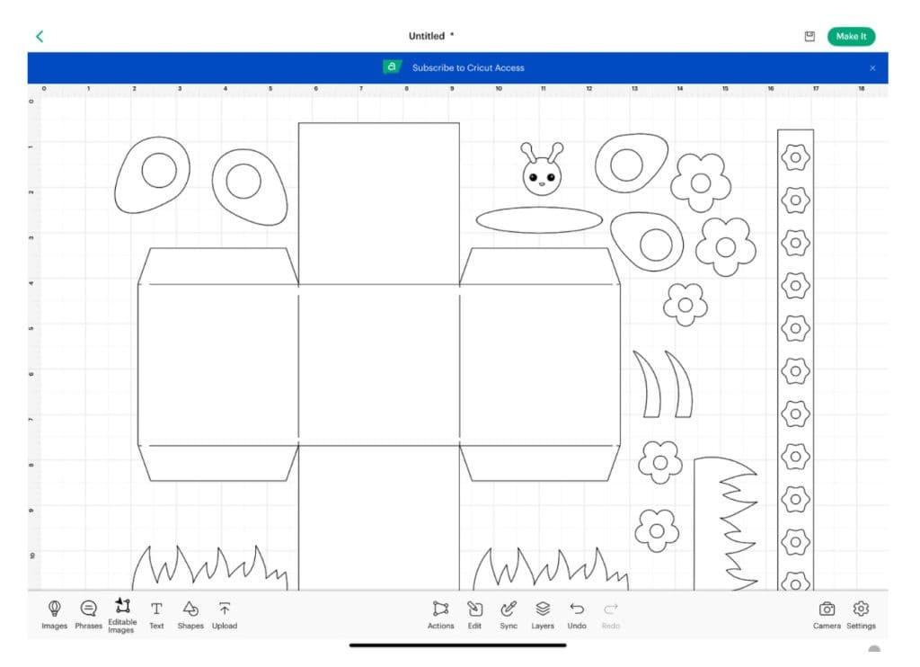 Screenshot from the Cricut Design Space app. 