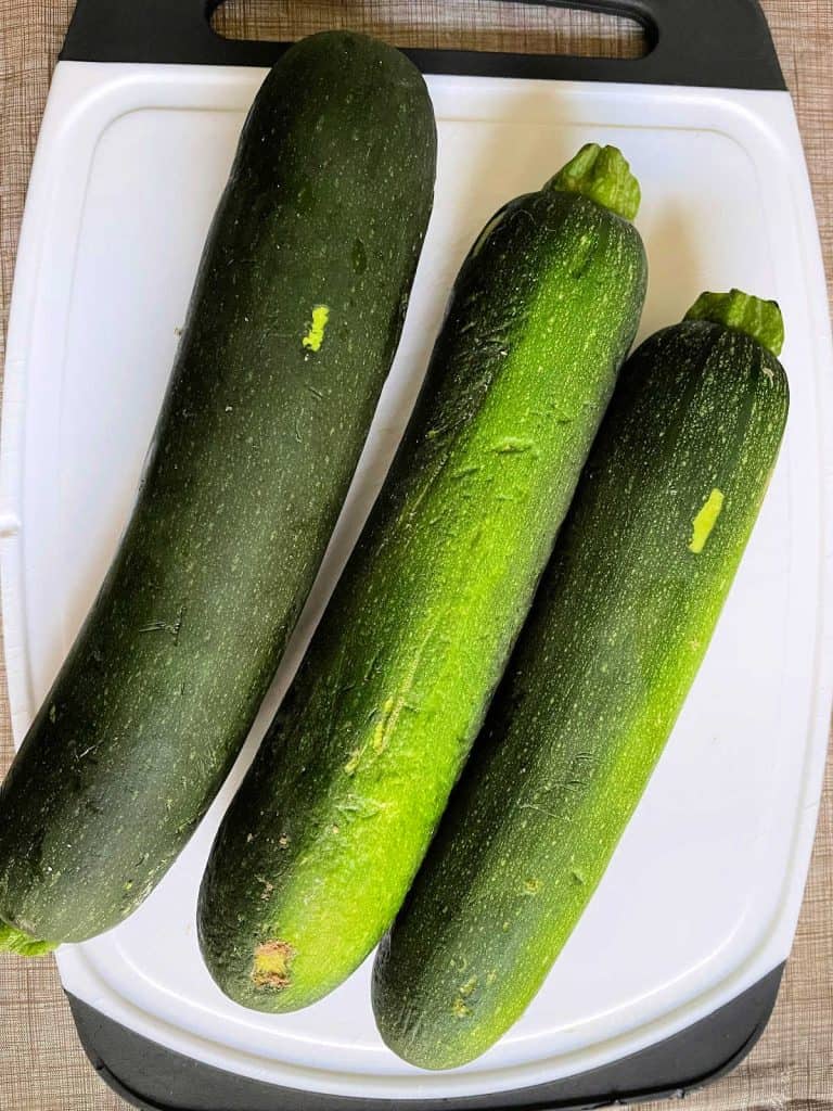 Zucchini on a cutting board.