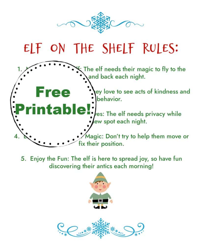 Elf on the shelf rules printable